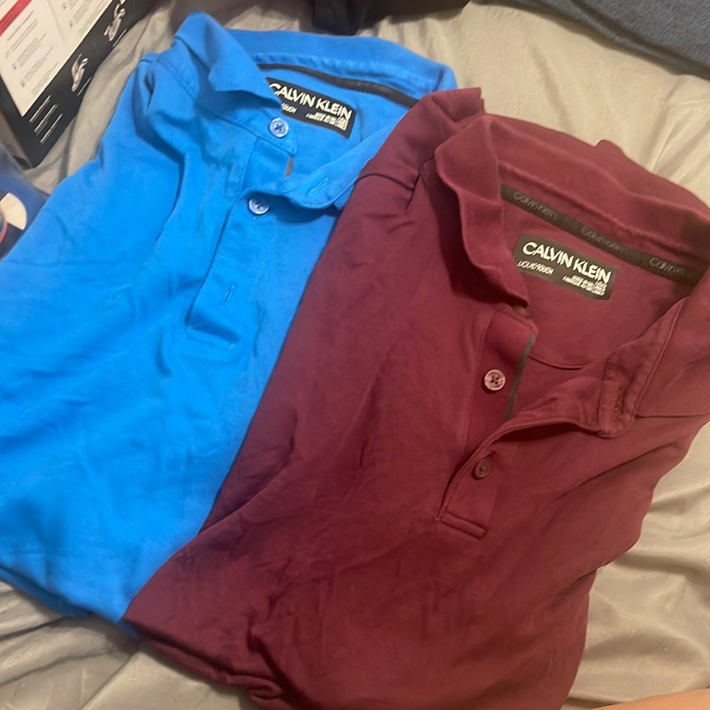 Good condition Polo shirt blue/ burgundy